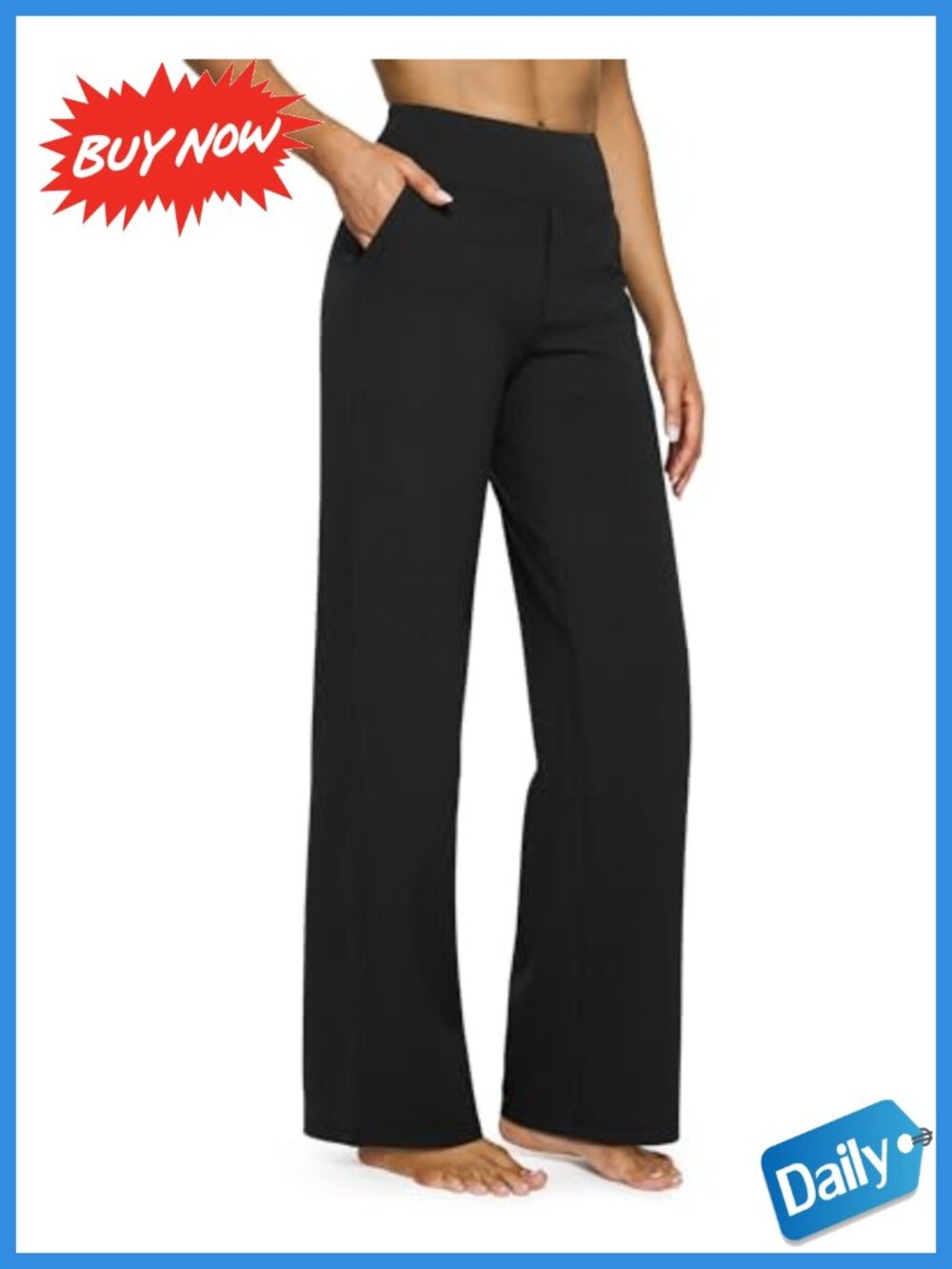 Wide Leg Yoga Pants High Waisted Pull On Stretchable Workout Lounge